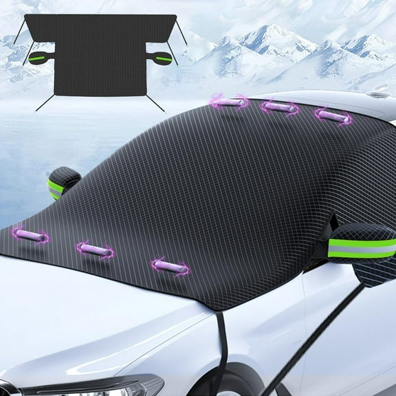 Large Car Windshield Cover for Ice and Snow,Automotive Windshield Snow Covers with Side Window & Rearview Mirror Protector,Winter Magnetic Windshield Frost Cover,Universal for Most Vehicle,Car,SUV