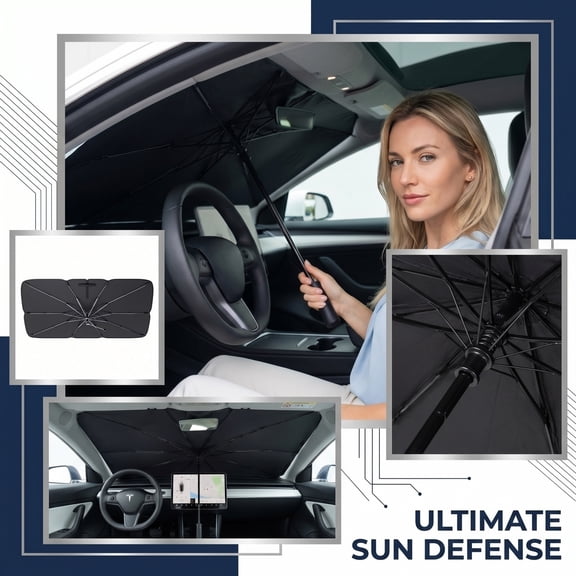 Large Car Windshield Sunshade with Plastic Handle, Foldable Front Window Sun Visor, Reflective Heat Insulation UV Protection Cover for Sedan SUV Summer Driving color