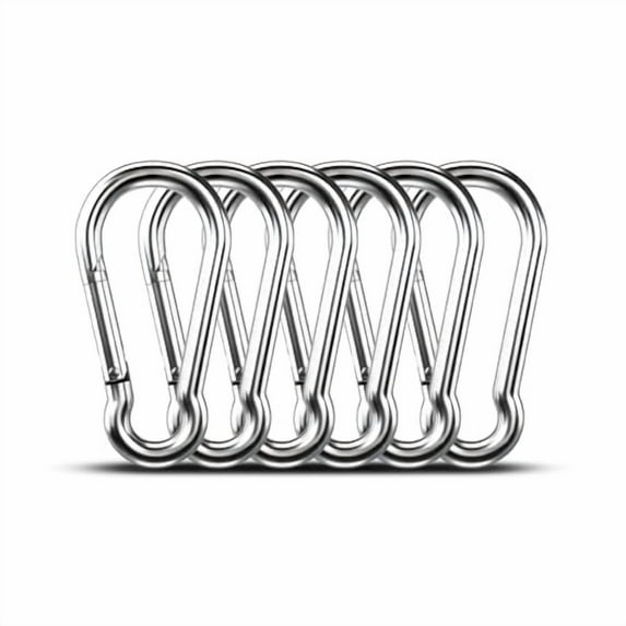 Large Carabiner Clip Hooks, 6pcs 4.7 inch Carabiners Heavy Duty, 304 Stainless Steel Spring Snap Hook Fits Camping Hanging Hiking Weight Lifting, Metal Clips for Rope or Chain