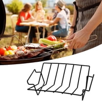 Large Carbon Steel BBQ Rib Rack, V-Shaped Roasting Rack with Handles, High-Temperature Resistant Grill Rack for Ribs, Chicken, Turkey & Oven Roasting, Black