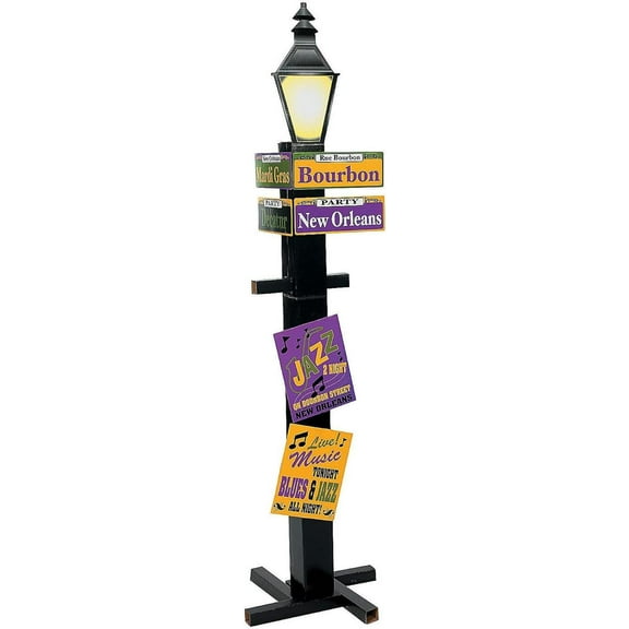 Large Cardboard Mardi Gras Party Bourbon Street Directional Sign 4 ft 8 inches Decor theme backdrop stand