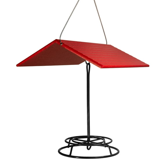 JCs Wildlife Large Weather Cover and Bird Seed Cylinder Feeder Combo Set - Keep Seed Cylinders Dry! (Cardinal Red)