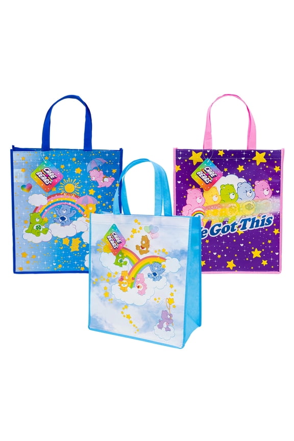 Large Care Bears Reusable Tote Bags, 16 in, 3 Assorted Colors
