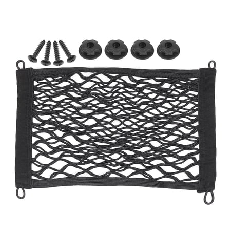 Large Cargo Net for Car Trunk RV Boats Storage Mesh Pocket Net Set w/ 4 Mounting Screw and Built in Hooks 35 x 25cm