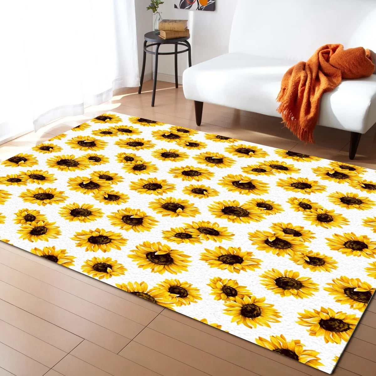 Large Carpet 3D Beautiful Sunflower Printed Carpet Living Room and