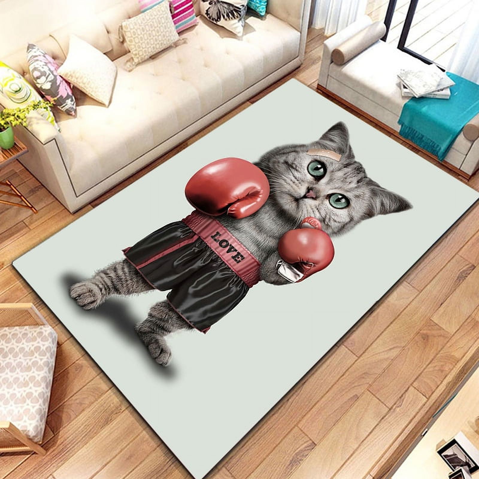 Large Carpet 3D Boxing Gloves Boxer Fight Area Rug Rug for Living Room ...