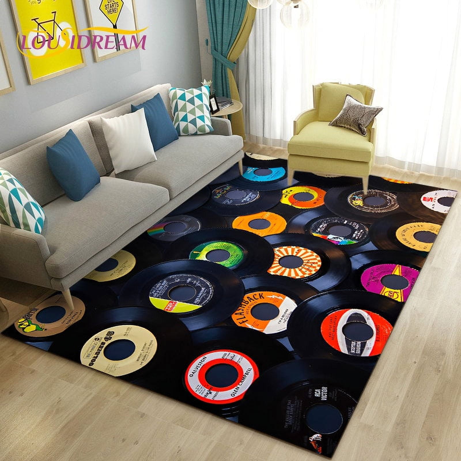 Large Carpet 3D Classical Music Vintage Vinyl Record Area Rug Carpet ...