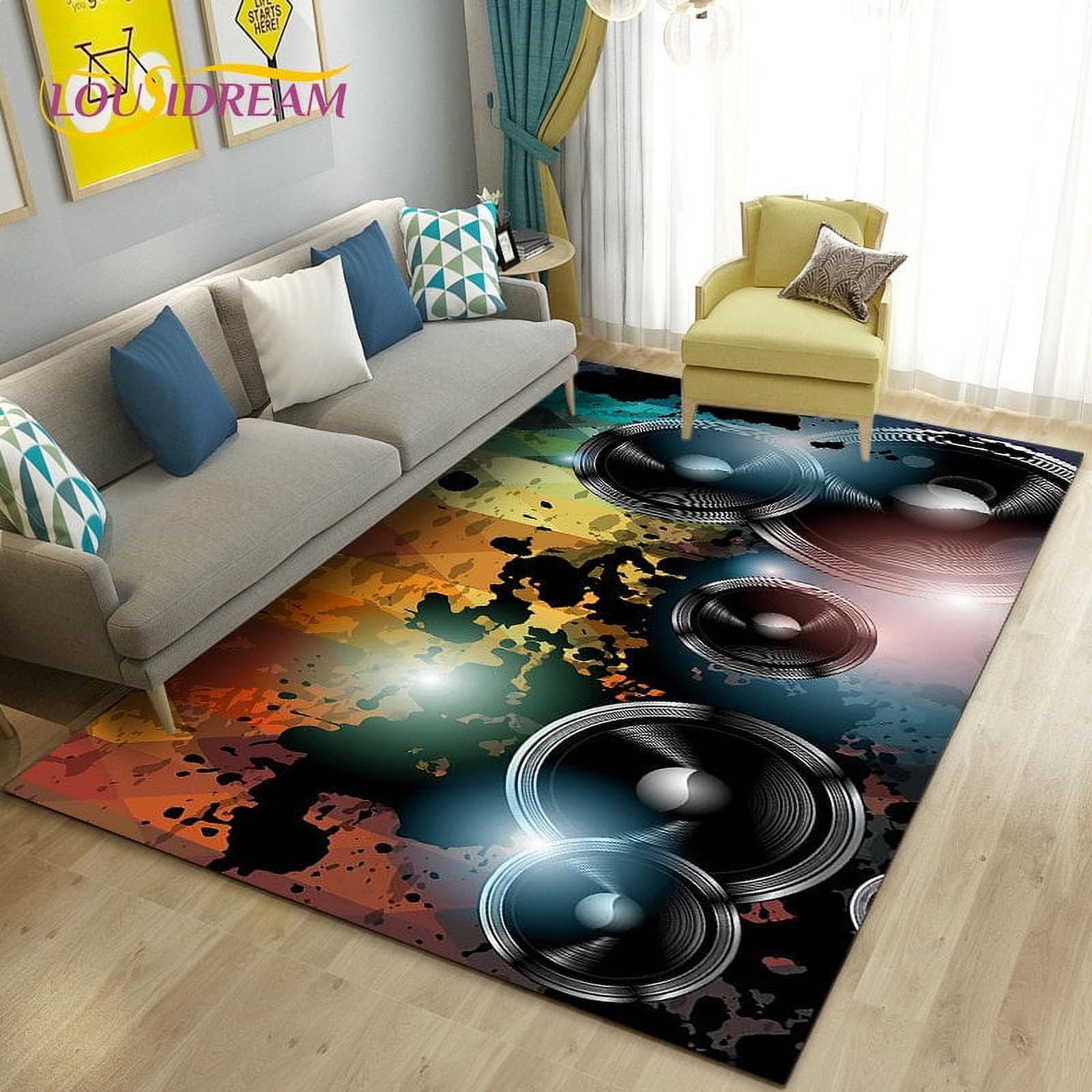 Large Carpet 3D Classical Music Vintage Vinyl Record Area Rug Carpet