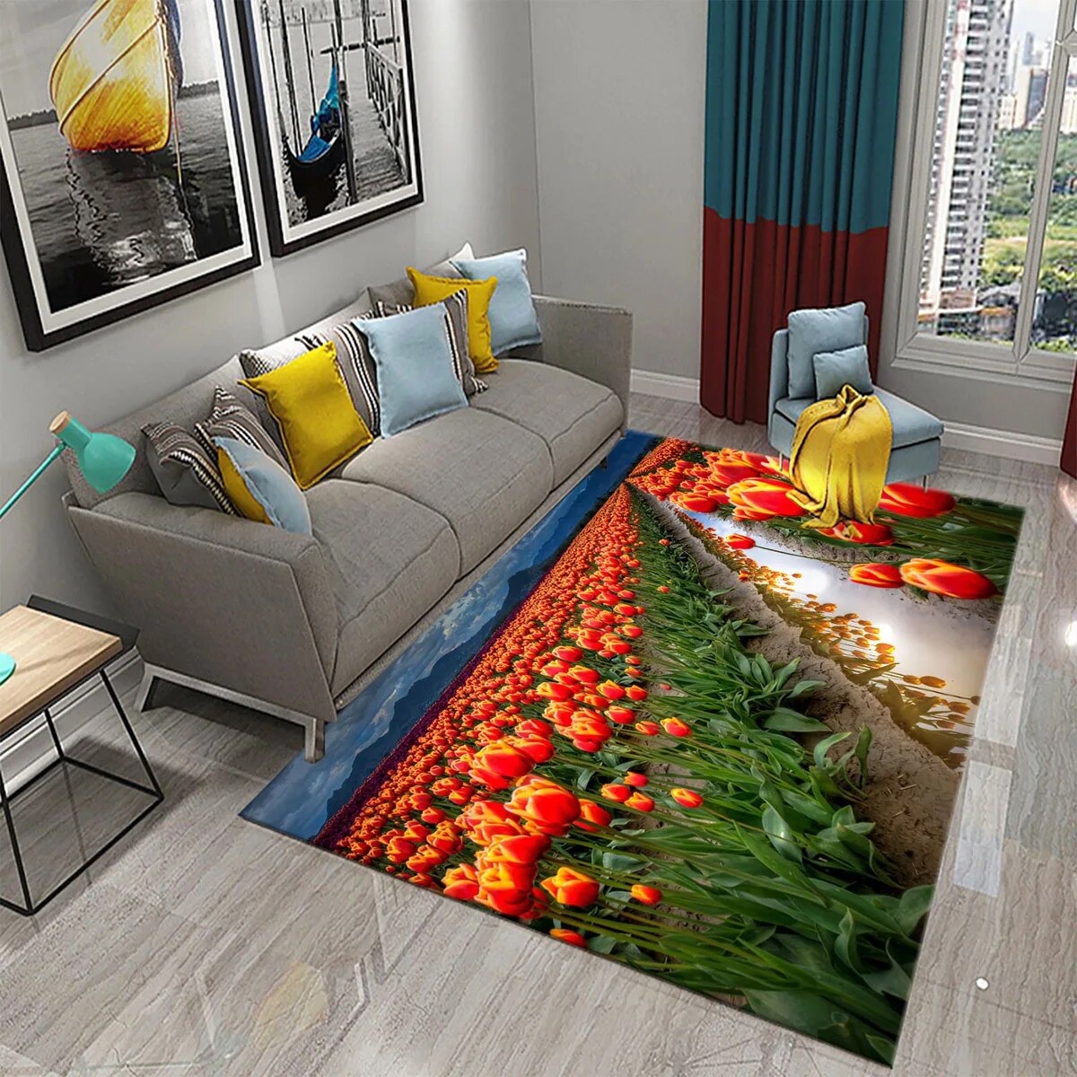 Fresh Rugs Large Carpet 3D Colorful Fresh Flower Carpet for Kitchen Carpet with ...