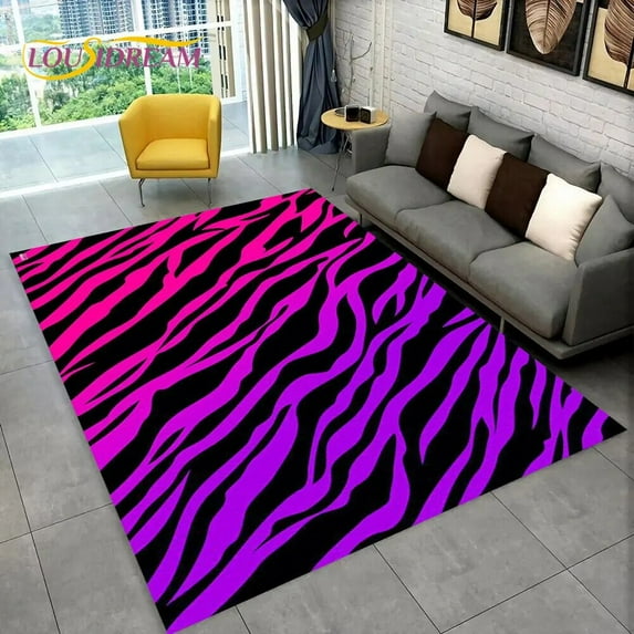 Large Carpet 3D Colorful Zebra Pattern Area Rug Carpet Rug for Living Room Bedroom Sofa Office Doormat ration Non-slip Floor Mat
