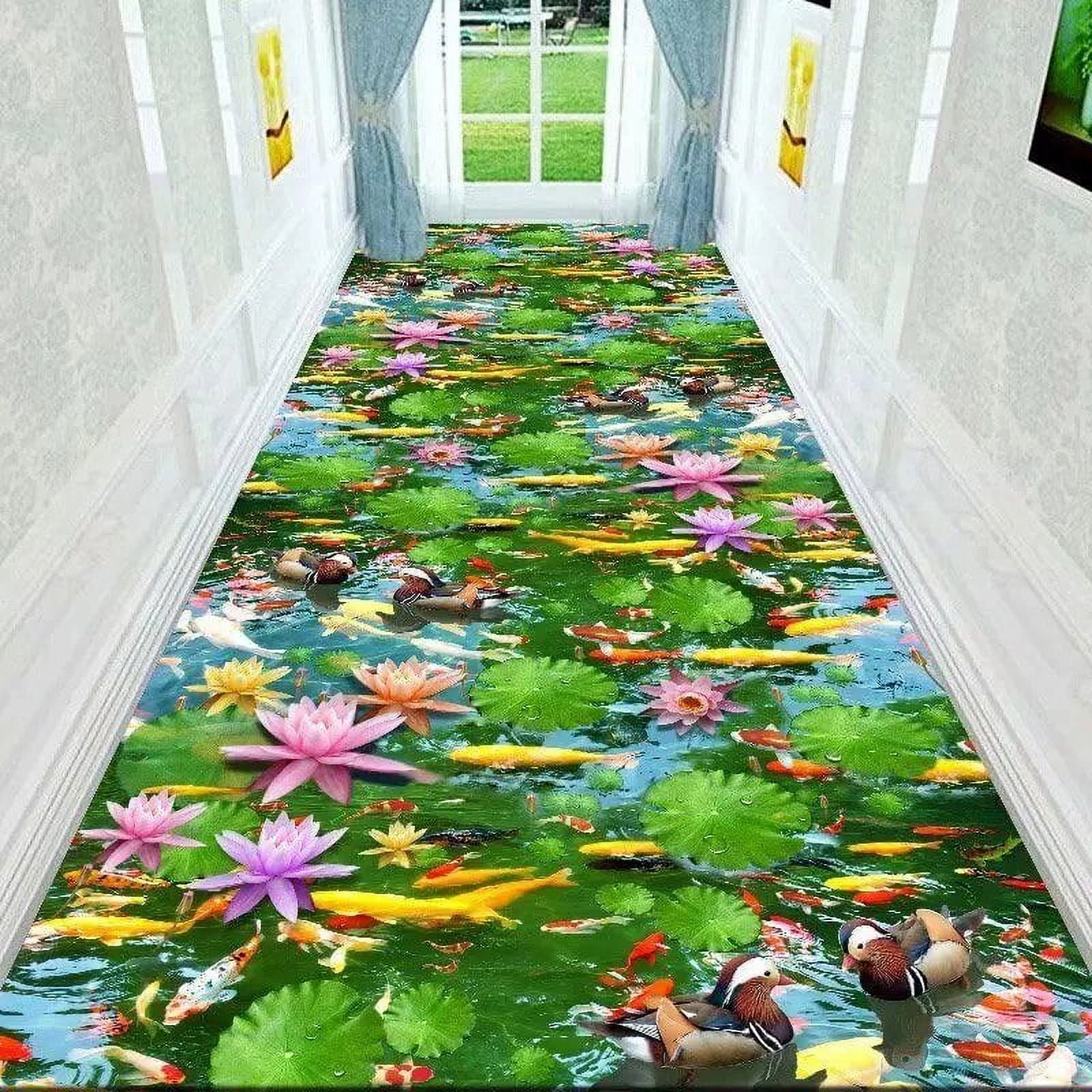 Large Carpet 3D Corridor Green Garden Path Long Carpet Living Room ...