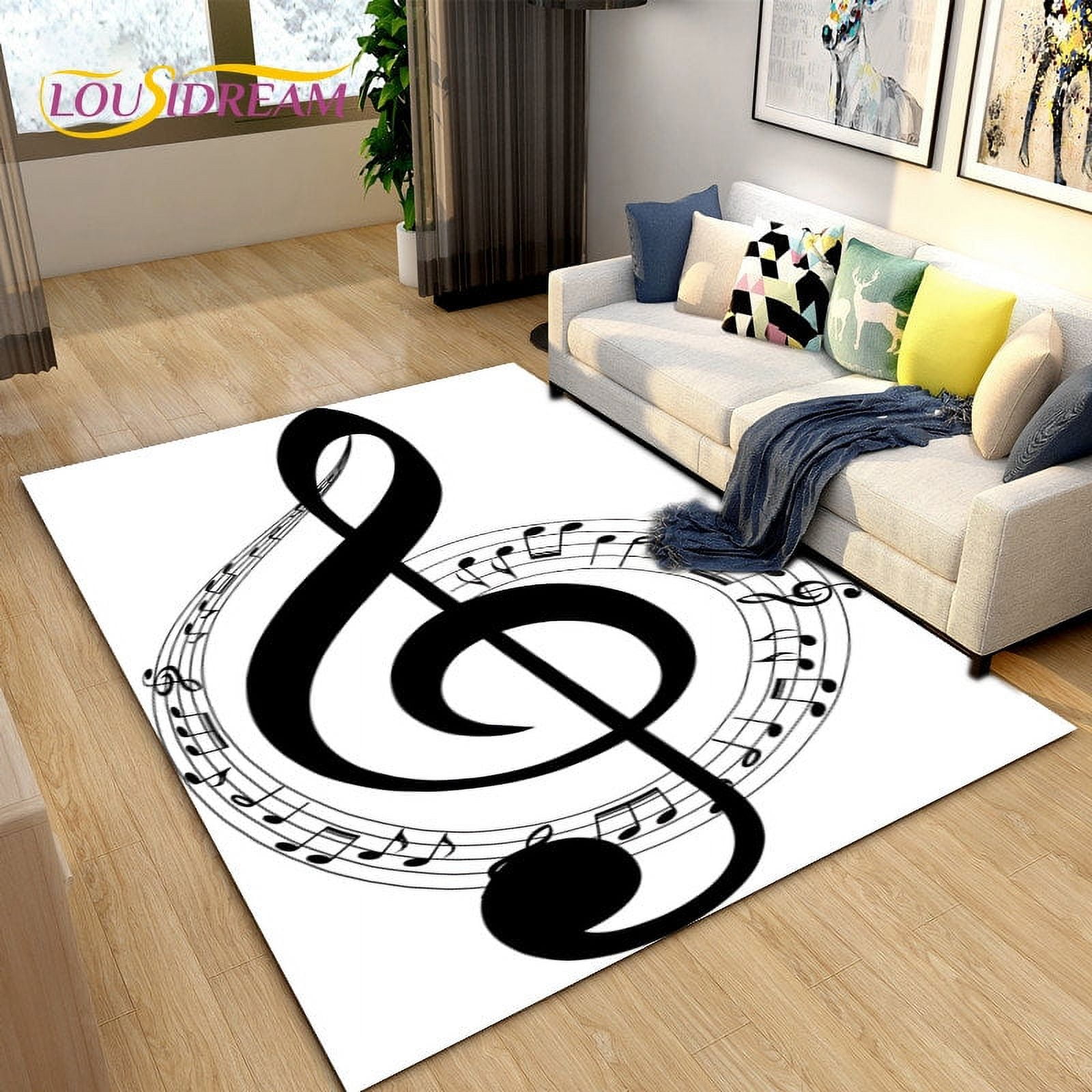 Large Carpet 3D Creative Music Notes Area Rug Rug for Living Room