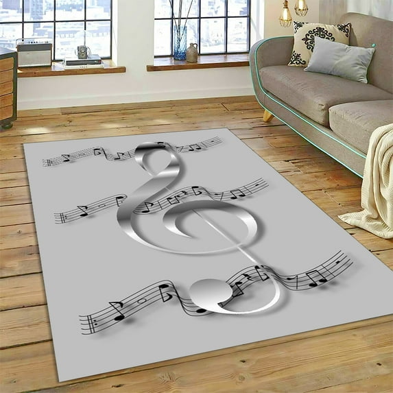 Large Carpet 3D Creative Musical Note Piano Rug for Home Living Room Bedroom Sofa Doormat Area Rug Non-slip Floor Mat