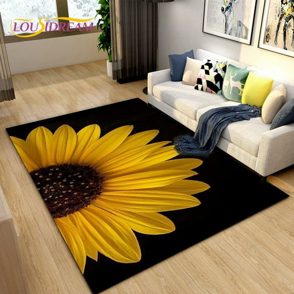Large Carpet 3D Daisy Flower Pattern Area Rug Carpet Rug for Living Room Bedroom Sofa Doormat Kitchen ration Non-slip Floor Mat