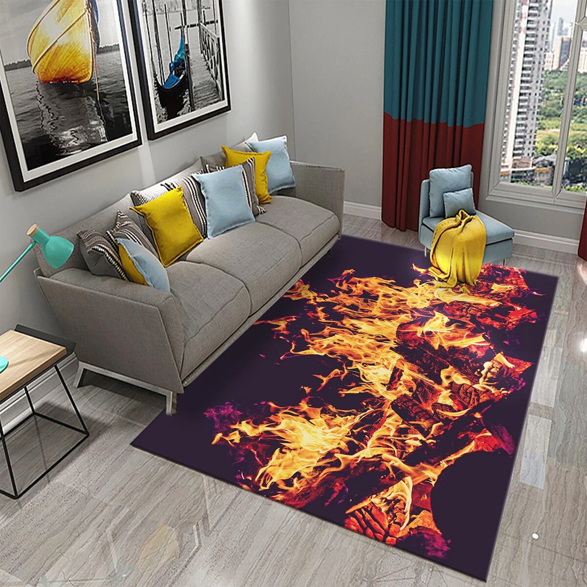Large Carpet 3D Flame Carpet for Living Room Bedroom r Carpet Room ...