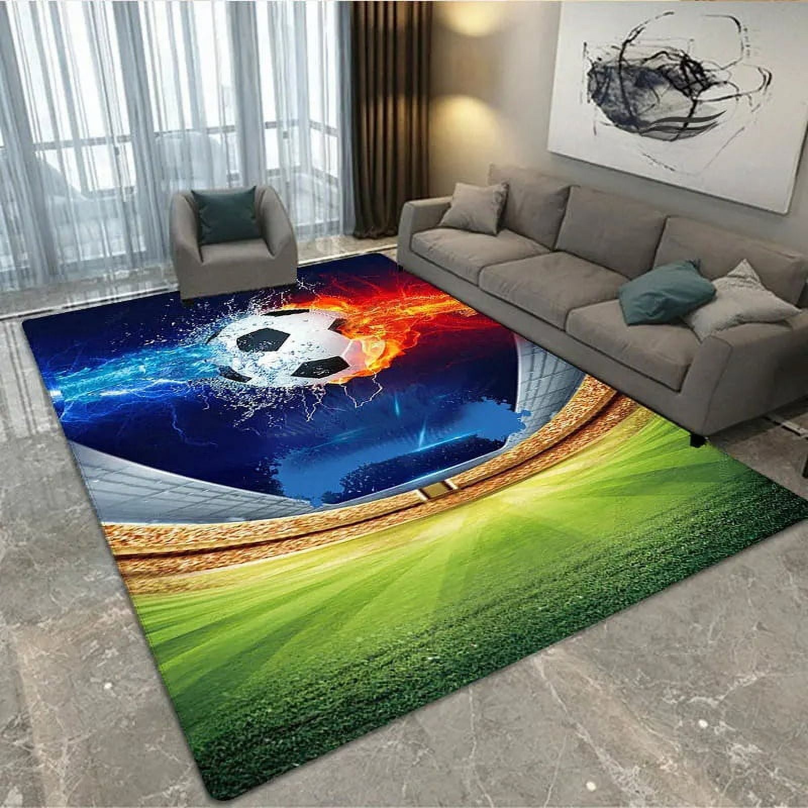 Large Carpet 3D Football Football Stadium Printed Carpet Yoga Mat