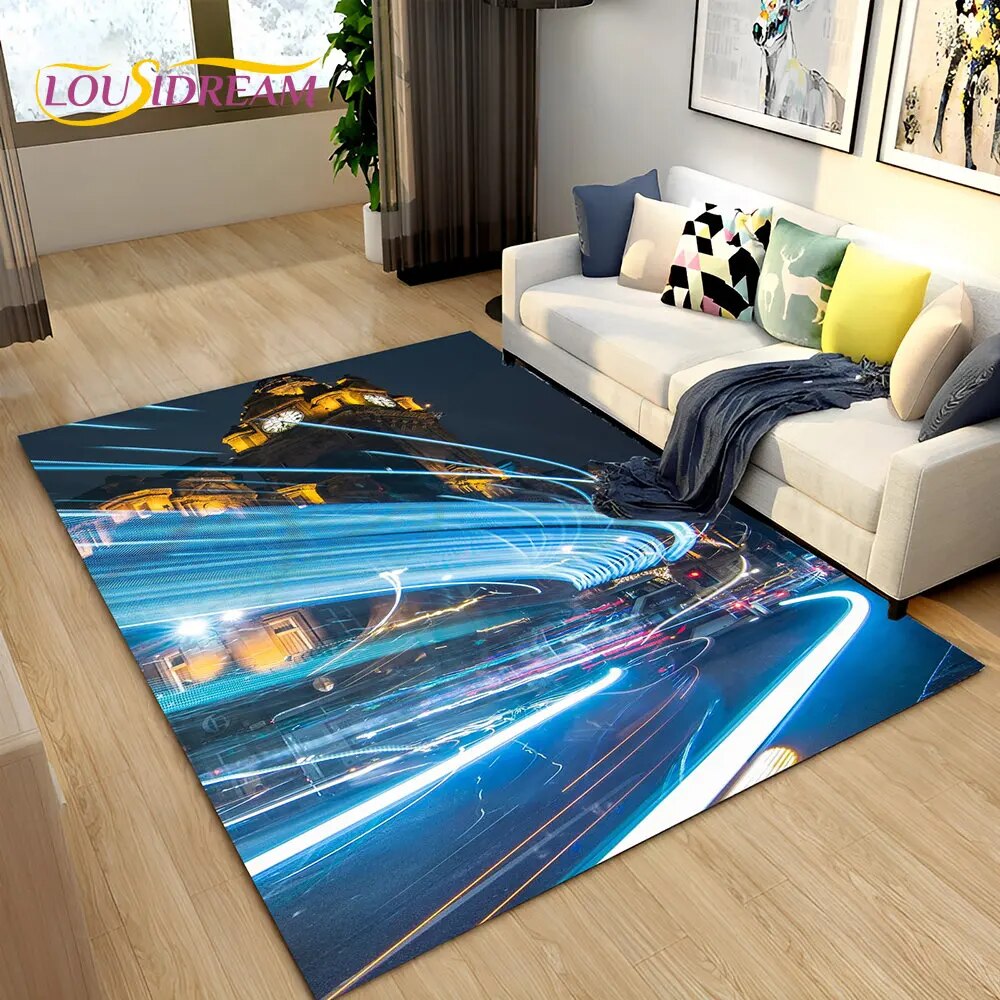 Noen Rug Large Carpet 3D Neon Expressway Track Road Area Rug Rug for Home Living ...