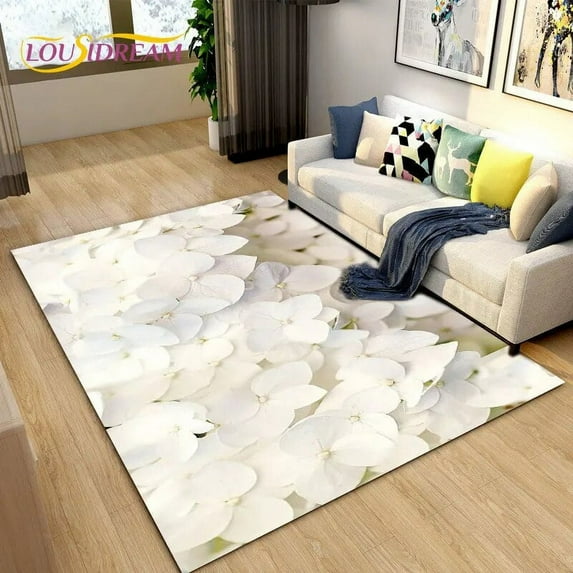 Large Carpet 3D Nordic Flower Daisy Area Rug Carpet Rug for Living Room Bedroom Sofa Doormat Kitchen ration Play Non-slip Floor Mat