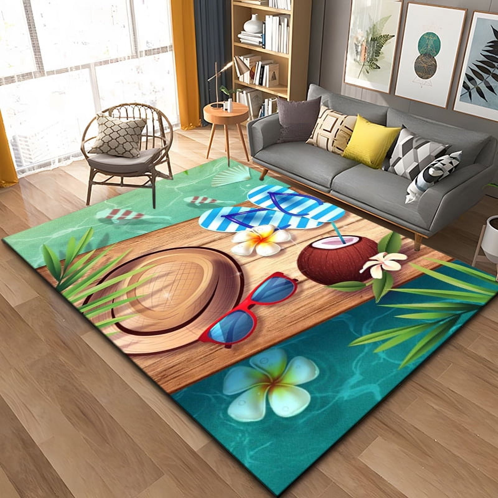 Large Carpet 3D Ocean Star Beach Water Scenery Area Rug Carpet Rug for