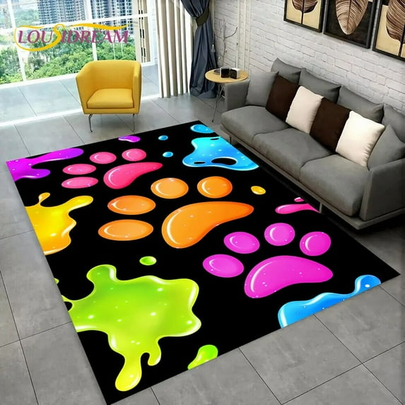Large Carpet 3D Pets Footprint Sole Series Area Rug Rug for Living Room Bedroom Sofa Doormat ration Non-slip Floor Mat