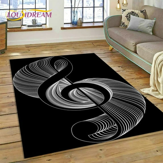 Large Carpet 3D Piano Art Creative Musical Note Carpet Rug for Home Living Room Bedroom Sofa Doormat Area Rug Non-slip Floor Mat