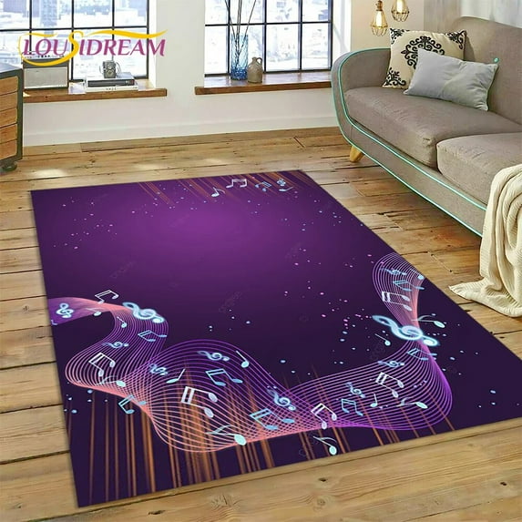 Large Carpet 3D Piano Art Creative Musical Note Carpet Rug for Home Living Room Bedroom Sofa Doormat Area Rug Non-slip Floor Mat