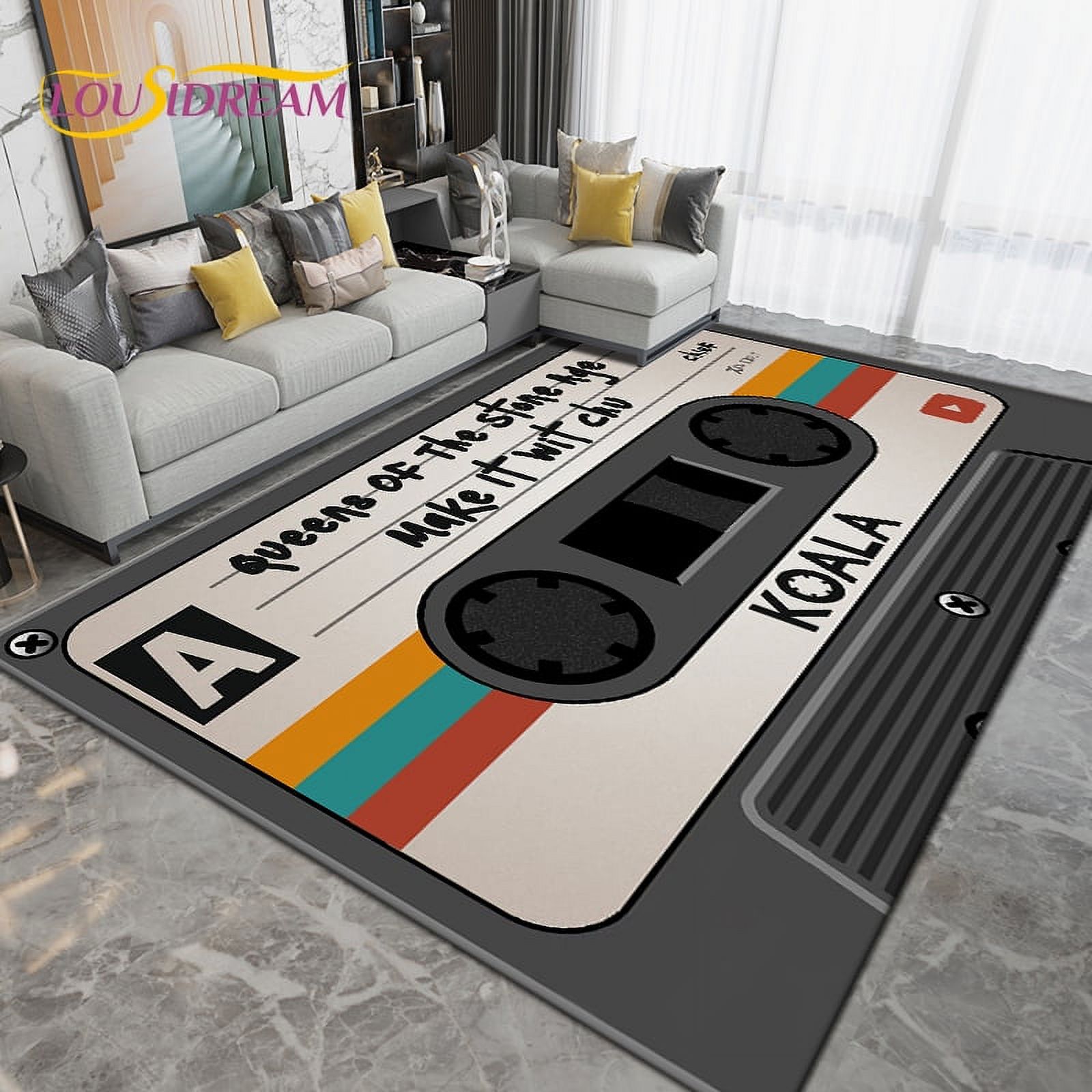 Large Carpet 3D Retro Radio Cassette Tape Design Area Rug Rug for ...