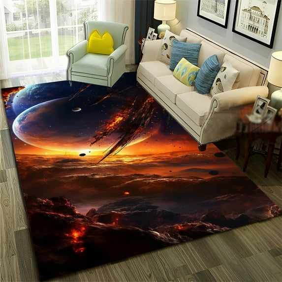 Large Carpet 3D Universe Space Galaxy Planet Star Carpet Rug for Home Living Room Bedroom Sofa Doormat r Area Rug Non-slip Floor Mat