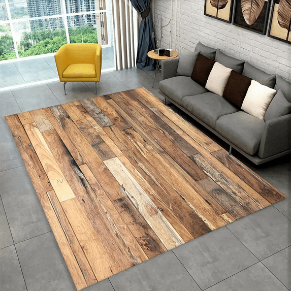 Large Carpet 3D Wood Grain Retro Area Rug Rug for Home Living Room Bedroom Sofa Doormat r Kitchen Non-slip Floor Mat