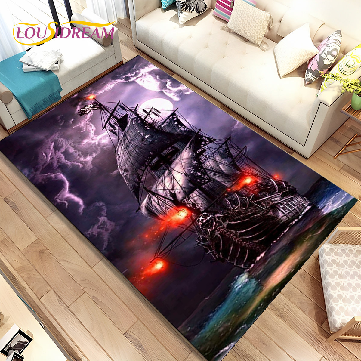 Large Carpet A Pirate Boat Barque Boat Ship Area Rug Carpet Rug for ...