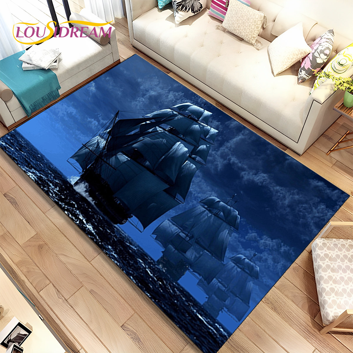 Large Carpet A Pirate Boat Barque Boat Ship Area Rug Carpet Rug for ...