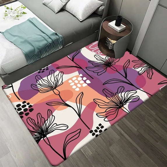 Large Carpet Abstract Line Leaves Modern Carpet Living Room ration Home Hallway Rugs Kitchen Bathroom Bedroom Bedside Non-slip Floor Mat