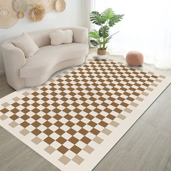 Large Carpet Black White Checkerboard Carpet Living Room r Home Sofa Cream Style Bedroom Rug Kitchen Bathroom Floor Mat
