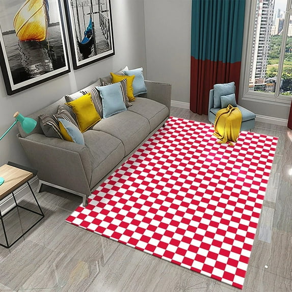 Large Carpet Black and White Checkerboard Plaid Carpet Moroccan Style Living Room Bedroom Rug Modern 3d Geometry Entry Door Mats Household