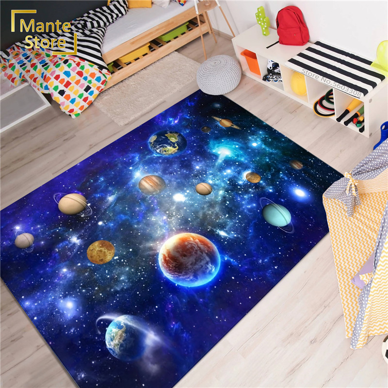 Large Carpet Cartoon Space Rug For 3D Carpet Planet Room's Rugs ...