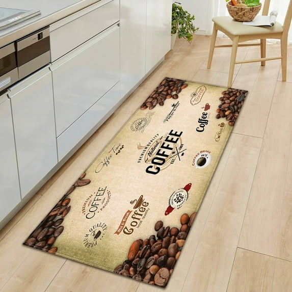 Large Carpet Coffe Pattern Mat Kitchen Home Entrance Doormat Living Room Bedroom Floor ration Carpet Hallway Mats Anti-Slip Bathroom Rug