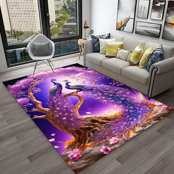 Large Carpet Dream Exquisite Peacock Bird Animal Carpet Rug for Home Living Room Bedroom Sofa Doormat r Area Rug Non-slip Floor Mat