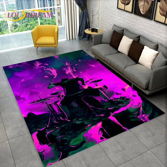 Large Carpet Drum Kit Music Instruments Area Rug Carpet Rug for Living Room Bedroom Sofa Doormat ration Play Non-slip Floor Mat 3D