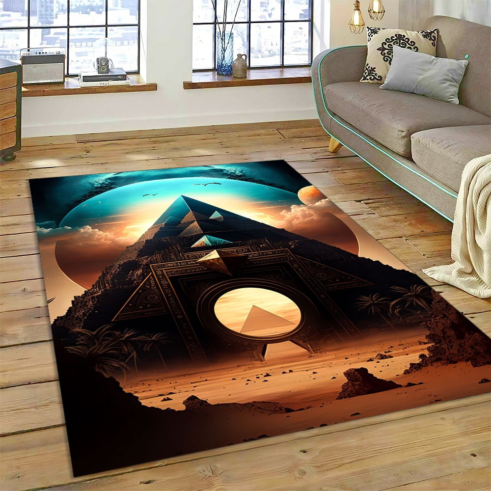 Large Carpet Egyptian Pyramid Famous Architecture Carpet Rug for Home