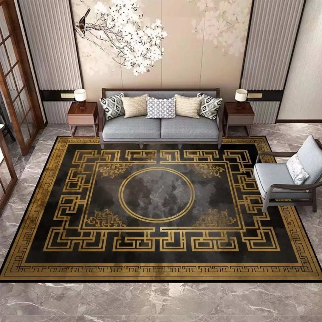 Large Carpet European Style Carpet Living Room Luxury Gold Black ration