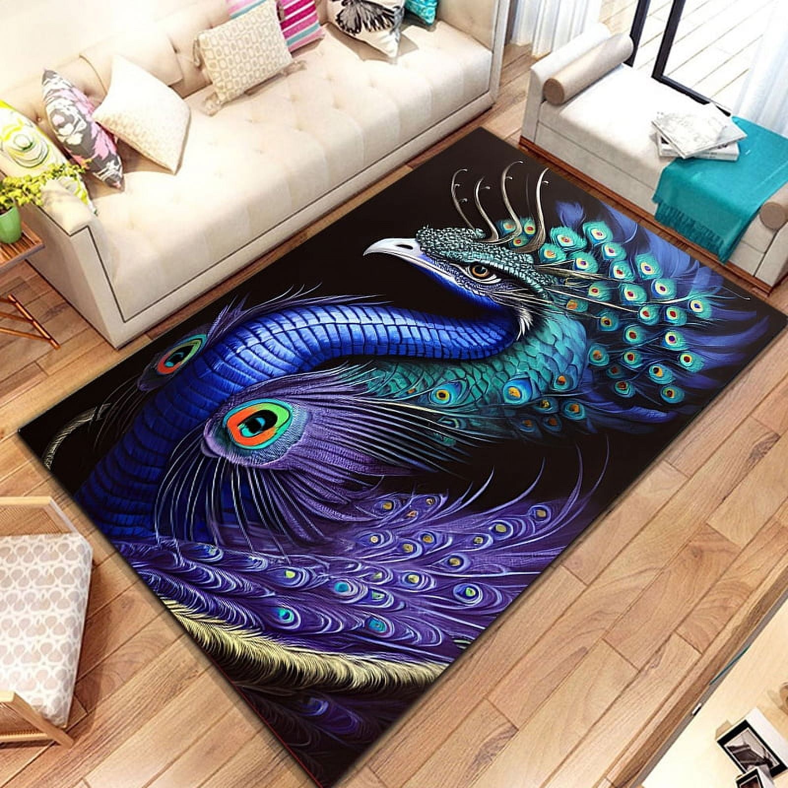 Large Carpet Exquisite Peacock Animal Area Rug Carpet Rug for Home