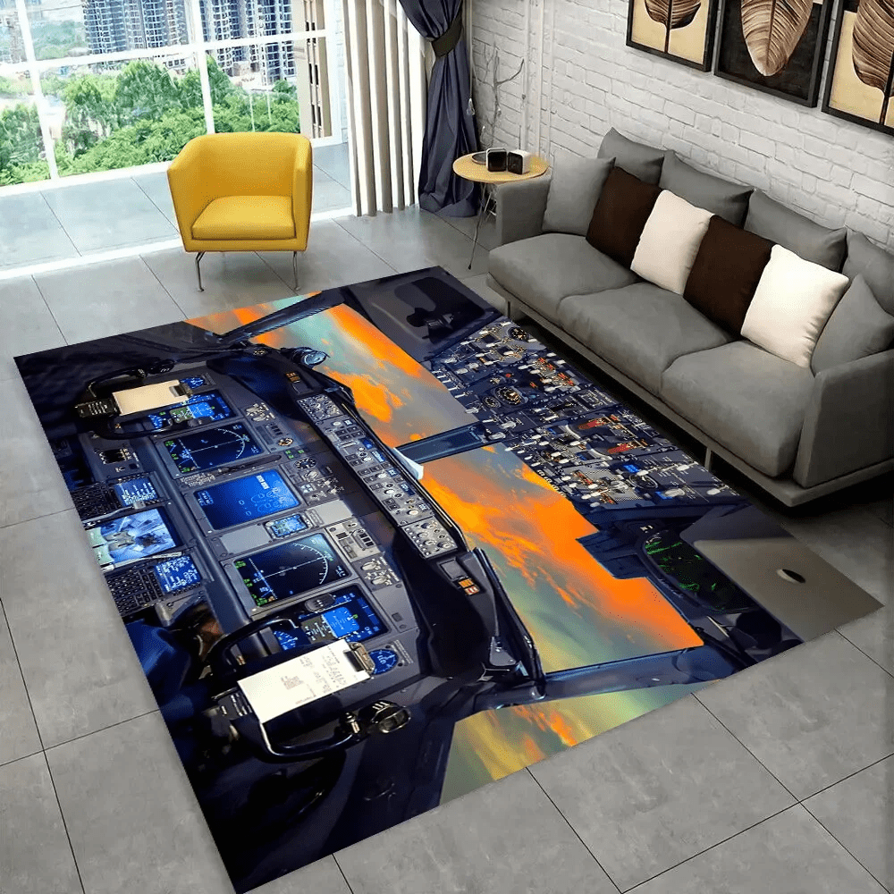 Large Carpet Fighter Aircraft Control Cockpit Cabin Carpet Rug for Home ...