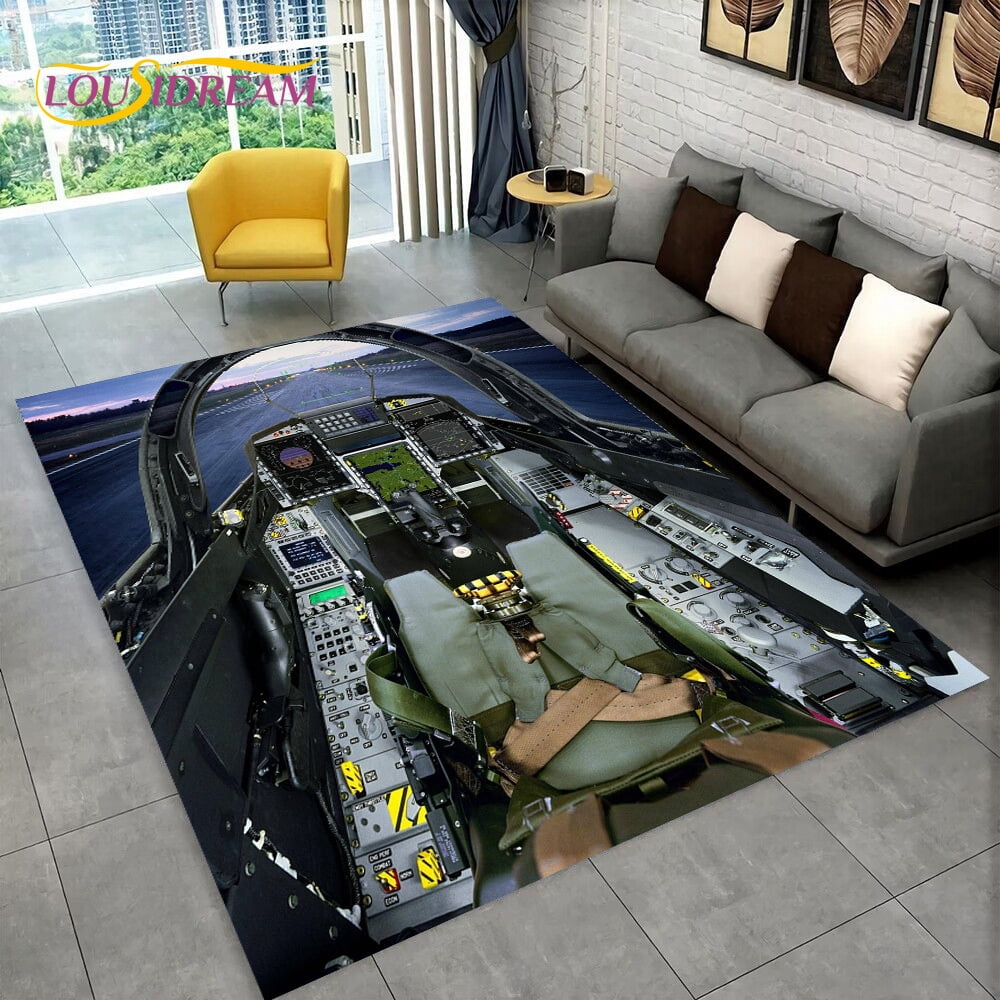 Flight Line Rug Large Carpet Fighter Aircraft Control Cockpit Cabin Carpet Rug for Home ...