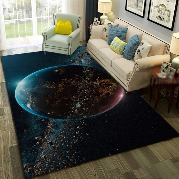 Large Carpet 3D Universe Space Galaxy Planet Star Carpet Rug for Home Living Room Bedroom Sofa Doormat r Area Rug Non-slip Floor Mat