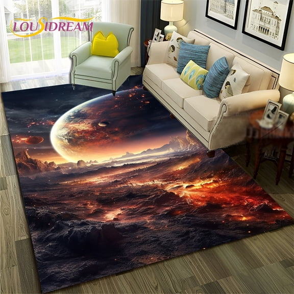 Large Carpet Galaxy Planet Star 3D Universe Space Carpet Rug for Home Living Room Bedroom Sofa Doormat r Area Rug Non-slip Floor Mat