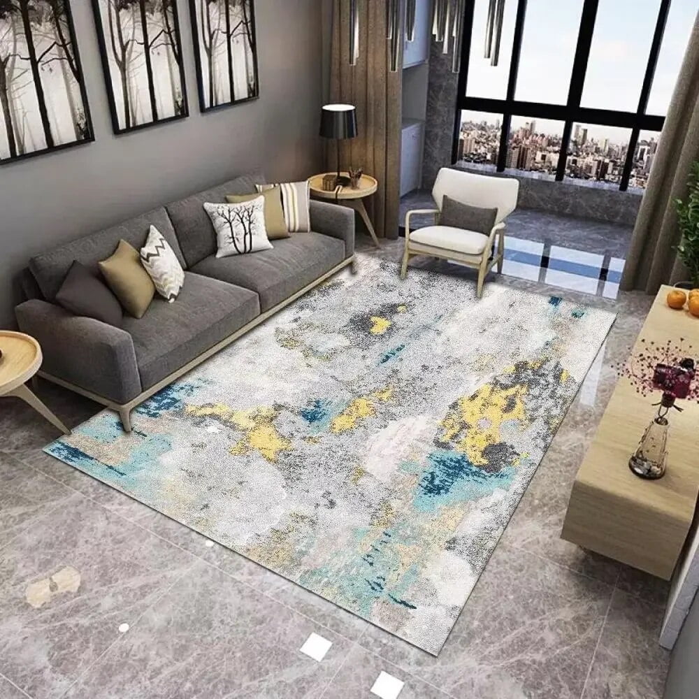 Large Carpet Golden Luxury Abstract Living Room Carpets Nordic Large
