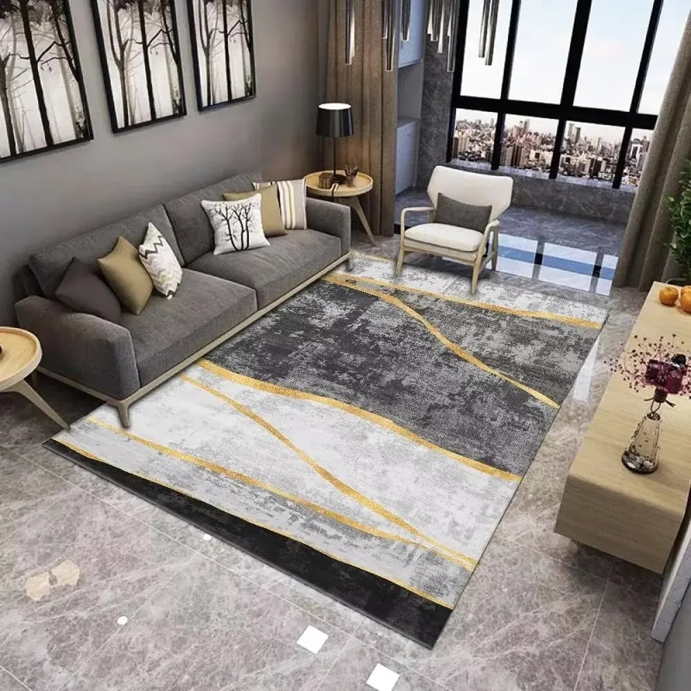 Large Carpet Gray Luxury Style Carpet for Living Room Modern Large Area ...