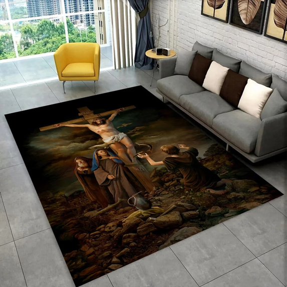 Large Carpet Holy Bible Cross Jesus Pray Area Rug Carpet Rug for Home Living Room Bedroom Sofa Doormat r Play Non-slip Floor Mat Gift