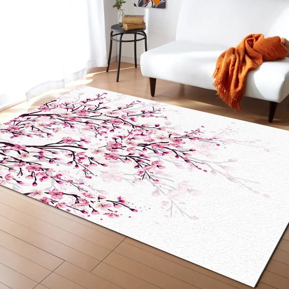 Large Carpet Japanese Sakura Cherry Blossoms Carpets for Living Room Bedroom Modern Home Large Area Rug Anti-slip Sofa Coffee Table Floor Mat