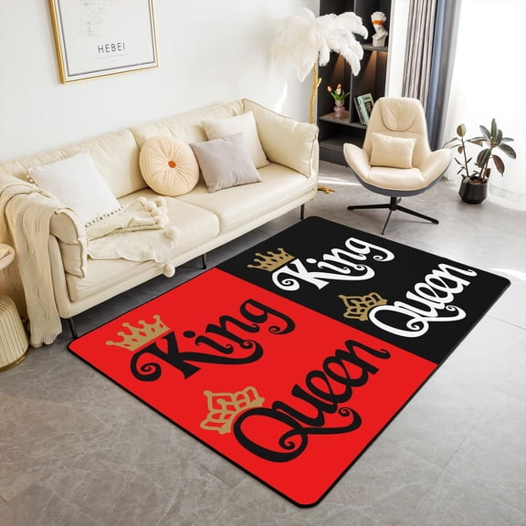 Large Carpet KING Crown Carpets Living Room and Bedroom rative 3D Printed Carpets Kitchen and Bathroom Non Slip Floor Mats Door Mats